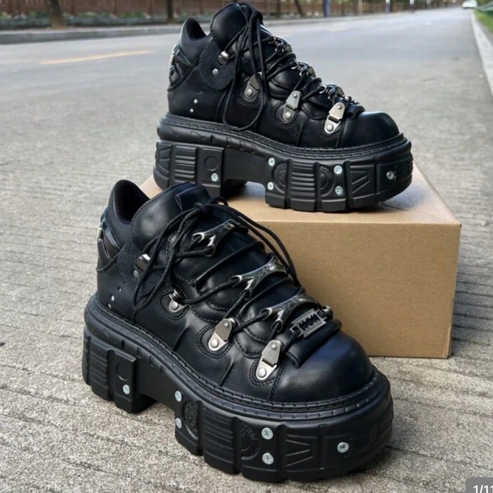 Gothic Punk Style  Lace-Up Boots